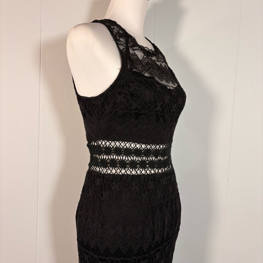Ark & Co Black Lace Maxi Dress Sleeveless Illusion‎ Sexy Cocktail Whimsigoth - Picture 3 of 7